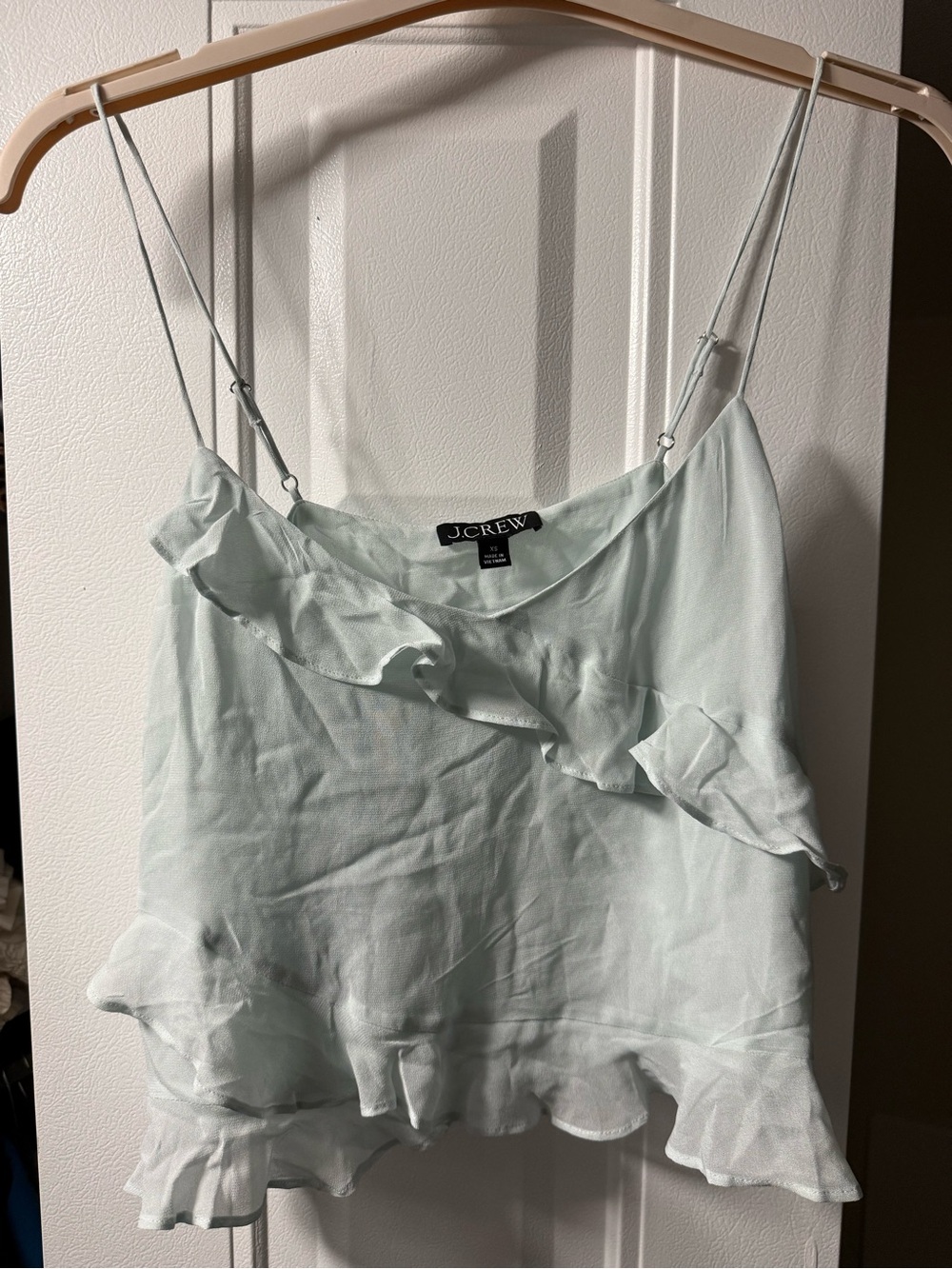 J. Crew Pale Mint Ruffle Spaghetti-Strap Camisole